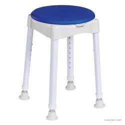 Duschhocker Standard rund weiß, mit blauer Sitzauflage